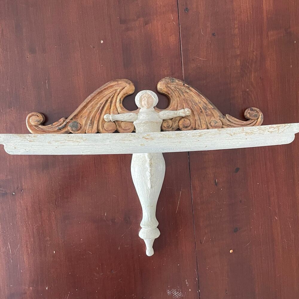 Jim Shore Antiqued White & Gold Cracked Angel Display Ledge Shelf